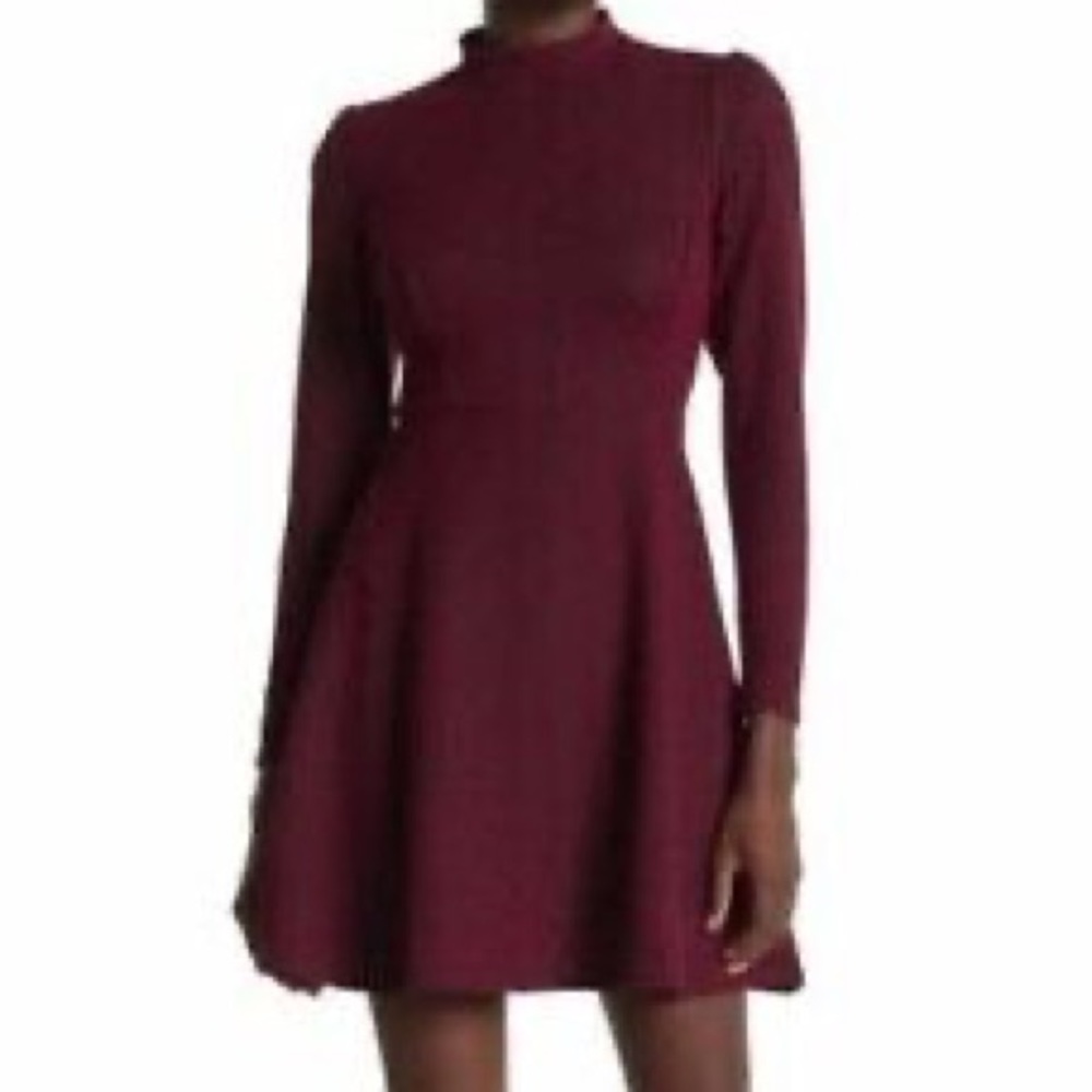 Velvet Torch Mock Neck Long Sleeve Skater burgundy size L & XL.